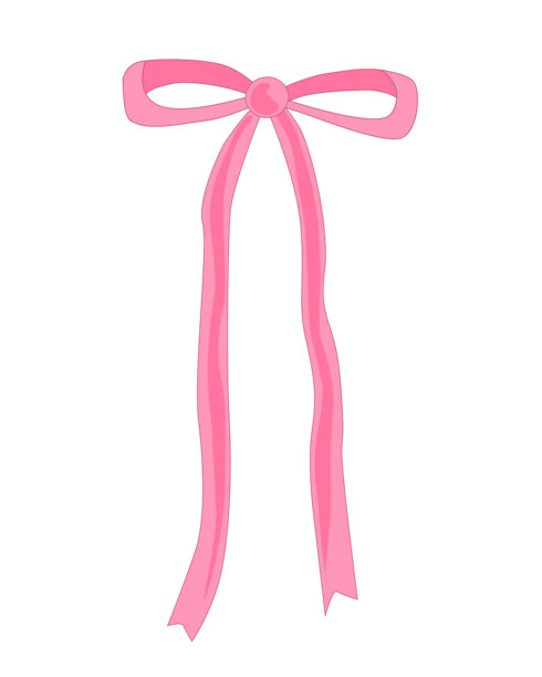 可爱的粉色蝴蝶结手绘插画。精致、女性化的丝带艺术，适用于女孩头饰、礼物、装饰和庆祝活动设计。矢量孤立剪贴画图片下载