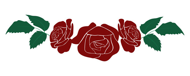 横向红色玫瑰花分隔线和边框图片下载