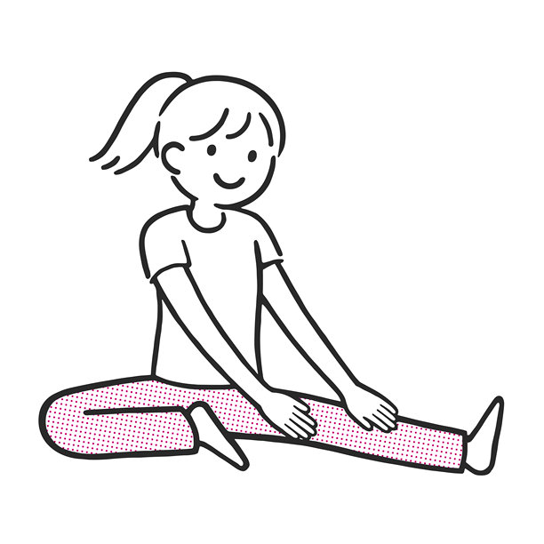 可爱年轻女子做腿部伸展运动插画 – 白色背景上的简约瑜伽姿势矢量图图片下载