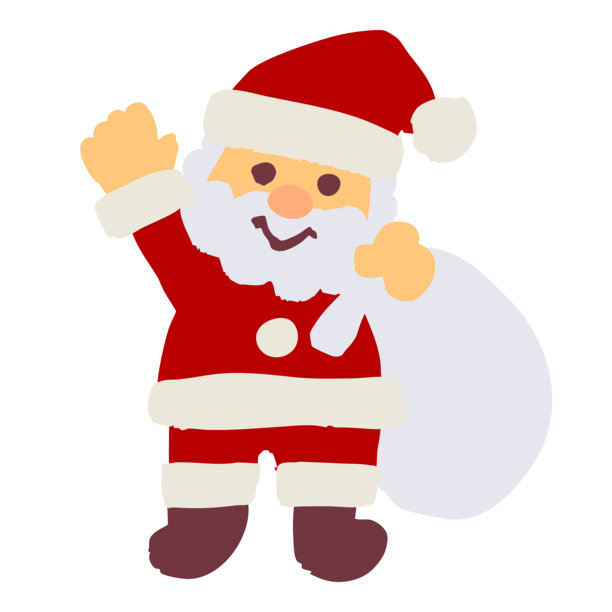 圣诞老人挥手致意，手提礼物袋的可爱手绘矢量插画，适用于圣诞节设计图片下载
