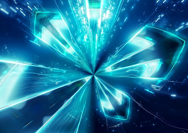 3d抽象蓝光箭头放射状插画图片下载