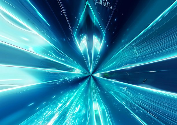 3D抽象蓝光箭头辐射插画图片下载