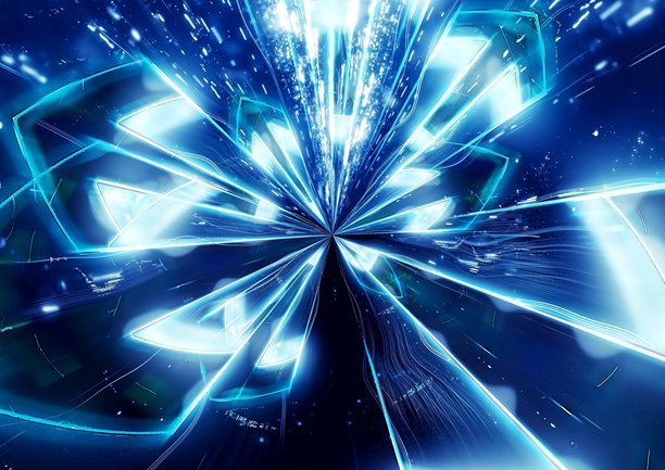 3d 抽象蓝光放射状箭头插画图片下载