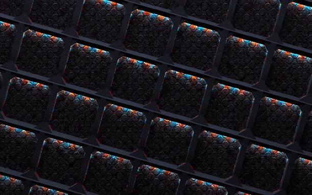 黑暗空间中的网格和网面。三维插画。图片下载