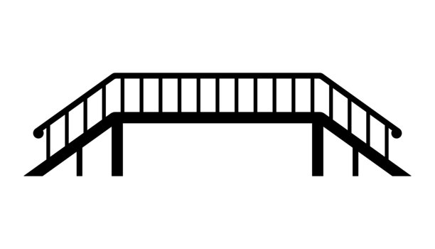 人行天桥图标。黑色剪影。侧视图和俯视图。矢量简约扁平化图形插画。孤立在白色背景上的物体。图片下载