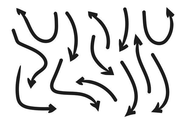 矢量插画设计，涂鸦风格的商业元素图标，箭头，信息图。手绘商业图标，商业创意概念。图片下载