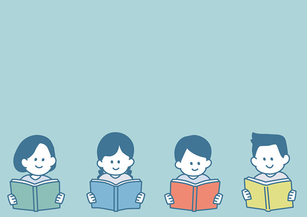 背景插画：孩子们在阅读书籍图片下载