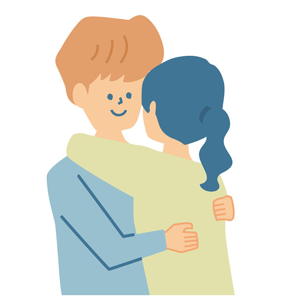 一对情侣拥抱的插画图片下载