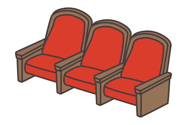 一张简单的三座红色剧院座椅插画图片下载