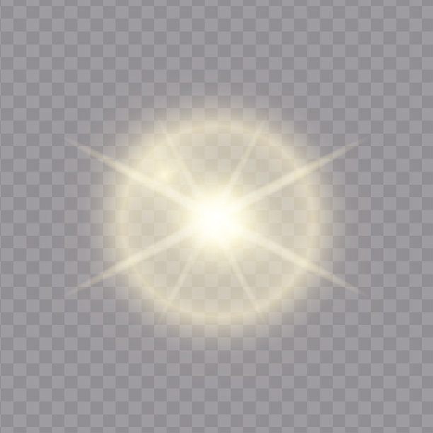 透明背景上逼真的闪光和发光效果。闪烁和爆炸效果。星星和光束。阳光。矢量插画图片下载
