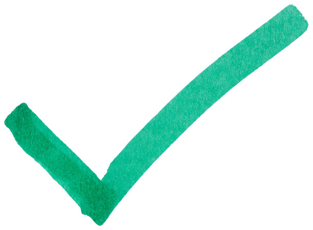 手绘绿色勾号符号，带有马克笔笔触，抽象墨迹勾选符号，表示批准、正确选择、确认、验证，涂鸦图标图片下载