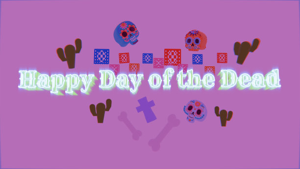 墨西哥骷髅设计，融合了墨西哥文化旅游景点、拉丁风情和派对主题的3D插画。图片下载