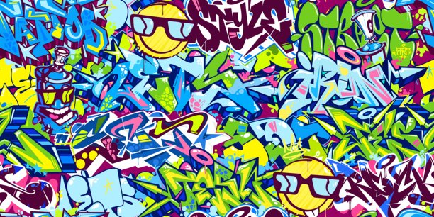 无缝多彩现代抽象都市风格嘻哈涂鸦街头艺术矢量背景模板图片下载