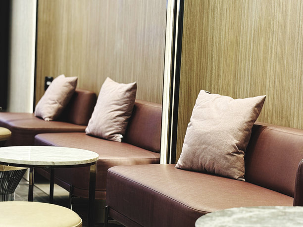 沙发和枕头的酒店大堂内部，素材图片图片下载