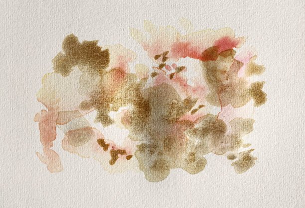 水墨水彩，柔和手绘烟雾流动污渍花朵在湿纸纹理纸画布背景上。图片下载