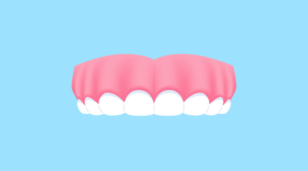 上颌牙齿（露龈笑）插画矢量设计。牙齿护理概念。图片下载
