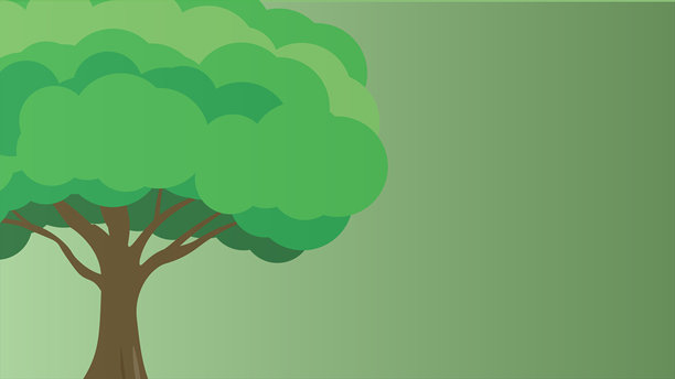 简约风格的树木插画，背景为绿色，带有复制空间图片下载