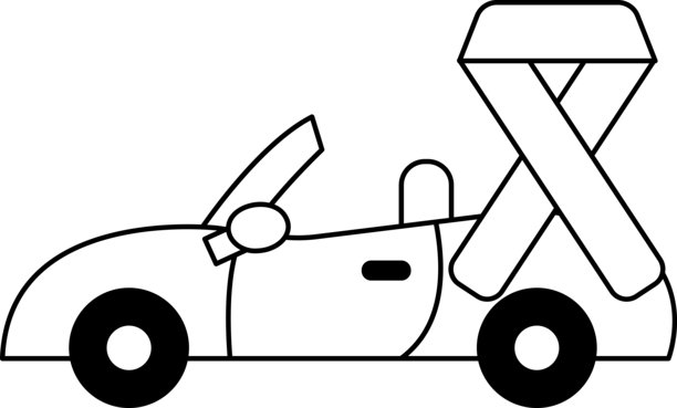 车顶系着丝带的汽车图片下载