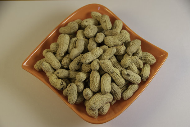 一张盐花生放在白色桌子上的照片图片下载