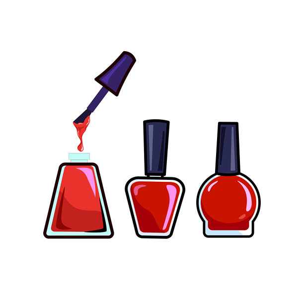 红色指甲油瓶子矢量插画。美甲亮油或凝胶，美容化妆品，用于美甲。图片下载