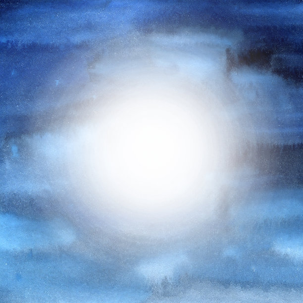 抽象水彩边框，内部带有白色圆形模板。深蓝色背景。手绘模糊插画笔触污渍，用于贺卡、包装、装饰、餐巾、书籍封面设计图片下载