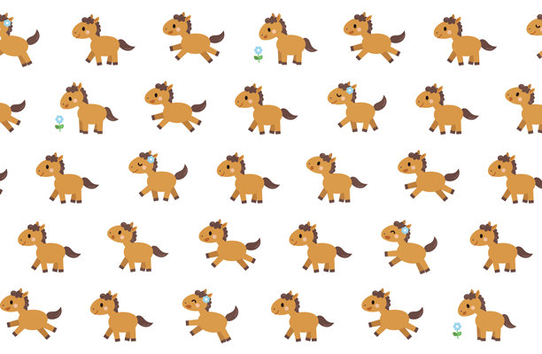 各种马匹的无缝图案 - 马年 - 新年素材图片下载