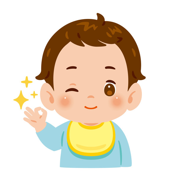 婴儿男孩做出OK手势　上半身插画图片下载