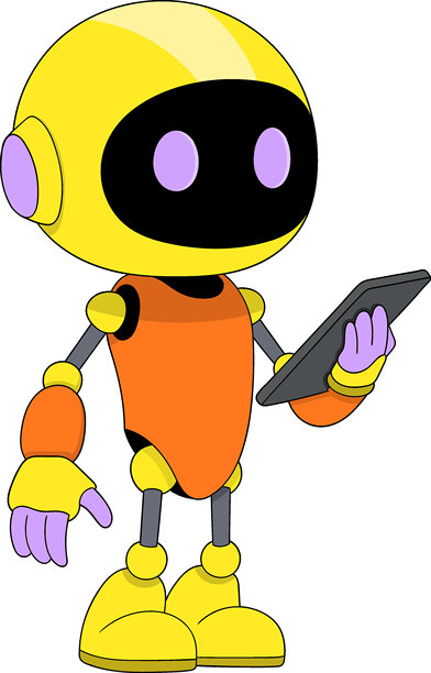 可爱的AI机器人使用智能手机设备的插画图片下载