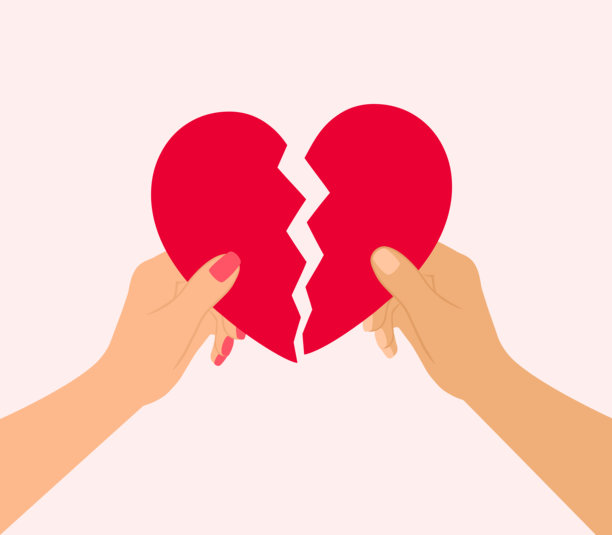 手捧破碎的心。爱情的终结、心碎和关系破裂的概念图片下载