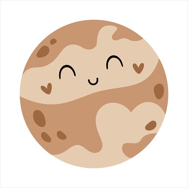 可爱的冥王星卡通素材，适合儿童太空设计的孤立太阳系元素。矢量插画。图片下载