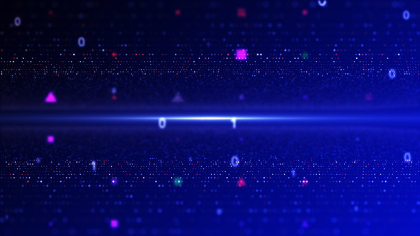 抽象数字科技背景。数字线框二进制代码图形背景 4K 照片图片下载