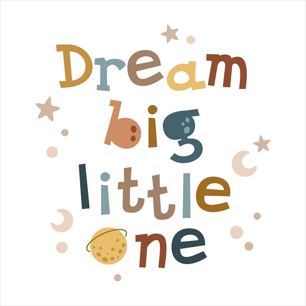 小小梦想家 - 励志名言，激励短语，卡通矢量风格的儿童空间设计字母。图片下载