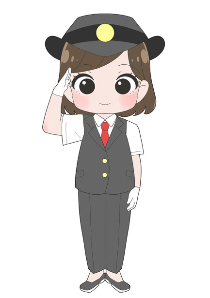 一个可爱的女性车站工作人员插画图片下载