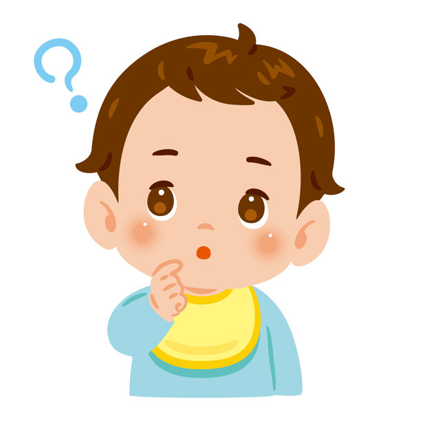 好奇的婴儿男孩，表情疑惑，上半身插画图片下载