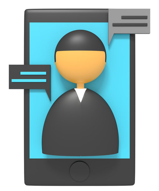 手机屏幕上的人的3D插画图片下载