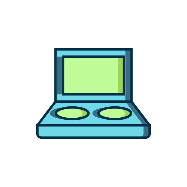 填充轮廓眼影盘带刷子图标，孤立在白色背景上。扁平填充轮廓风格，带阴影。矢量图。图片下载