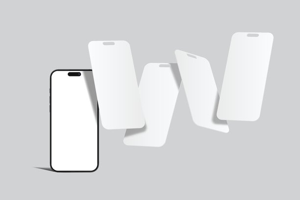 3D智能手机模型，带有屏幕界面。展示应用程序或界面框架，孤立在背景上。非常适合演示、个人资料、帖子、通知、互动应用、社交预览、广告。图片下载