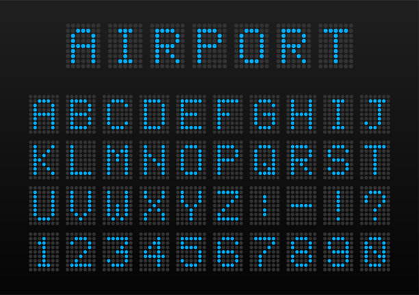机场LED像素字体字母数字数字显示屏图片下载
