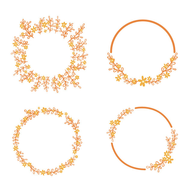 抽象的叶子和花环平铺设计插画，用于秋季和浪漫概念的装饰。图片下载