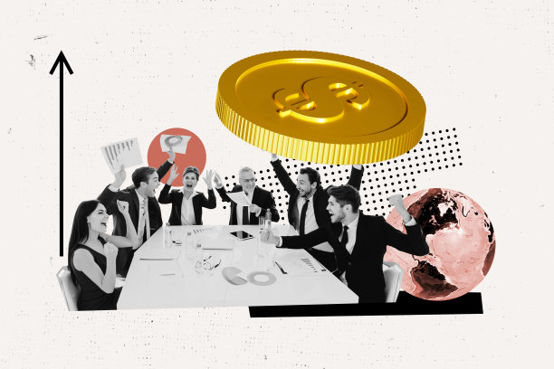 公司团队男女开会成功、金钱、硬币、预算、金融、收入、职业、创业、金钱、世界的素描模板3D照片拼贴图片下载