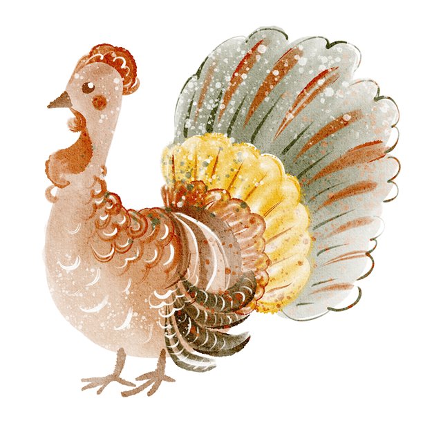 火鸡水彩卡通插画图片下载