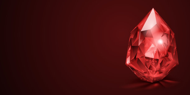 深酒红色背景上闪耀的红宝石。图片下载