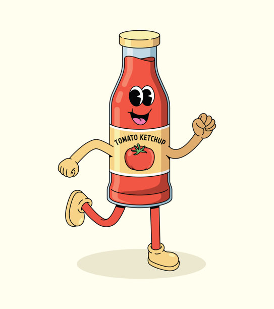 番茄酱走颓废卡通插画图片下载