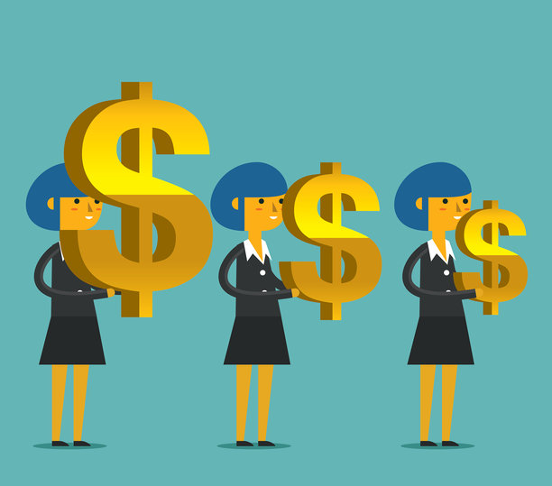 拿着美元符号的女商人图片下载