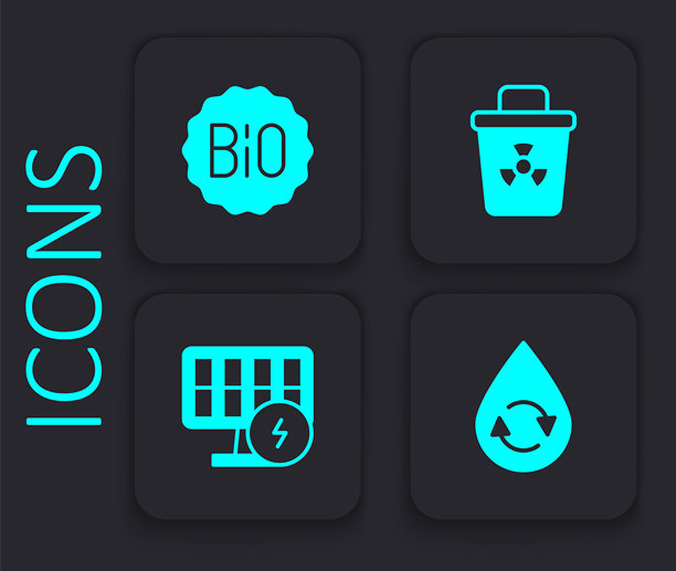 可回收水净化、生物横幅、太阳能电池板图标矢量素材图片下载