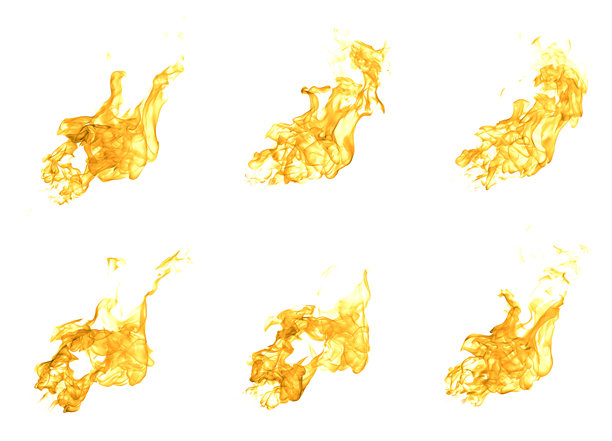 金色火焰集合，孤立在白色背景上，非常适合平面设计、照片编辑、能源概念、奢华效果、广告和高分辨率数字艺术。图片下载