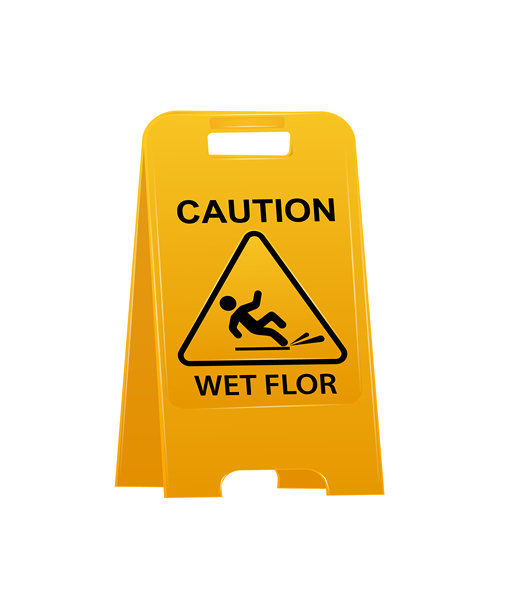 湿滑地面警示标志。公共警告黄色符号剪贴画。小心湿滑表面的塑料板设计元素。工作场所安全。矢量图图片下载