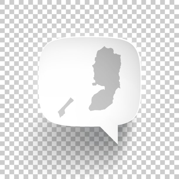 带巴勒斯坦领土地图的对话气泡，背景空白图片下载