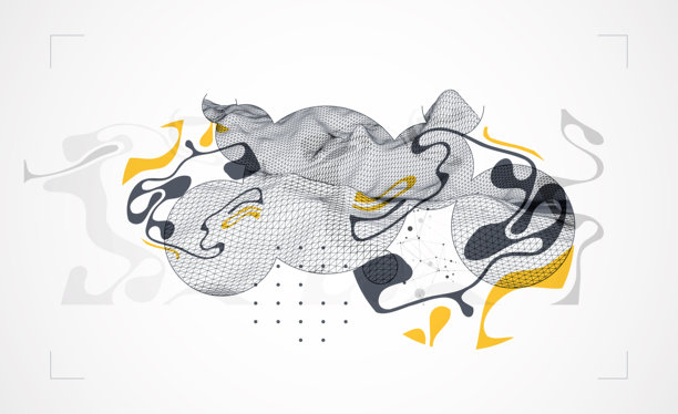 抽象艺术线框背景。现代科学或技术艺术元素。表面插画。矢量。图片下载