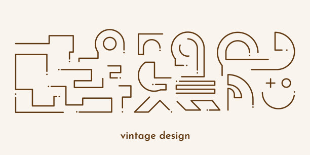 矢量插画。用于海报、书封面、相框、礼品卡、杂志的线性扁平化设计元素集合。简约的极简主义线条艺术波浪形物体。带点的多边形线条。复古风格图片下载